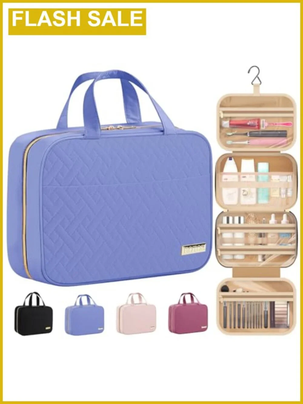 Hanging Travel Toiletry Bag Compact Spacious Waterproof Zipper